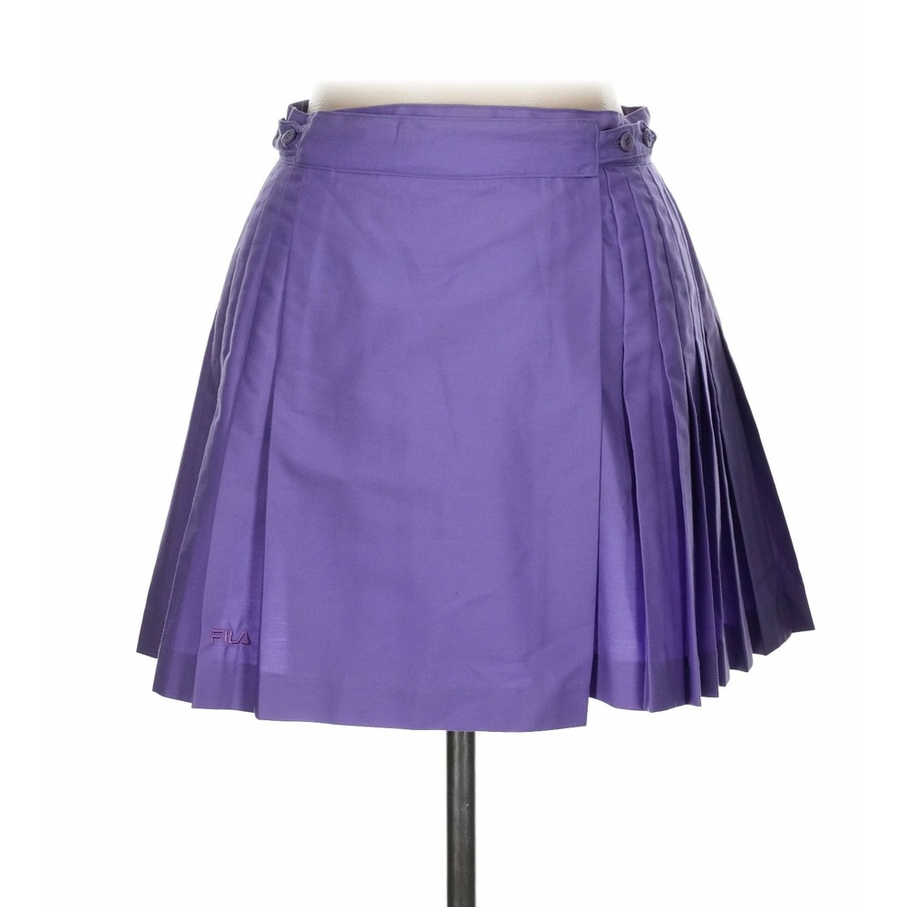 Vintage Fila Purple Pleated Tennis Skirt Made in Italy Wrap Button Waist 30in 12